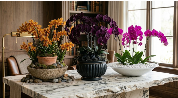 Styling Fake Orchids in Waterfront St. Pete Condos